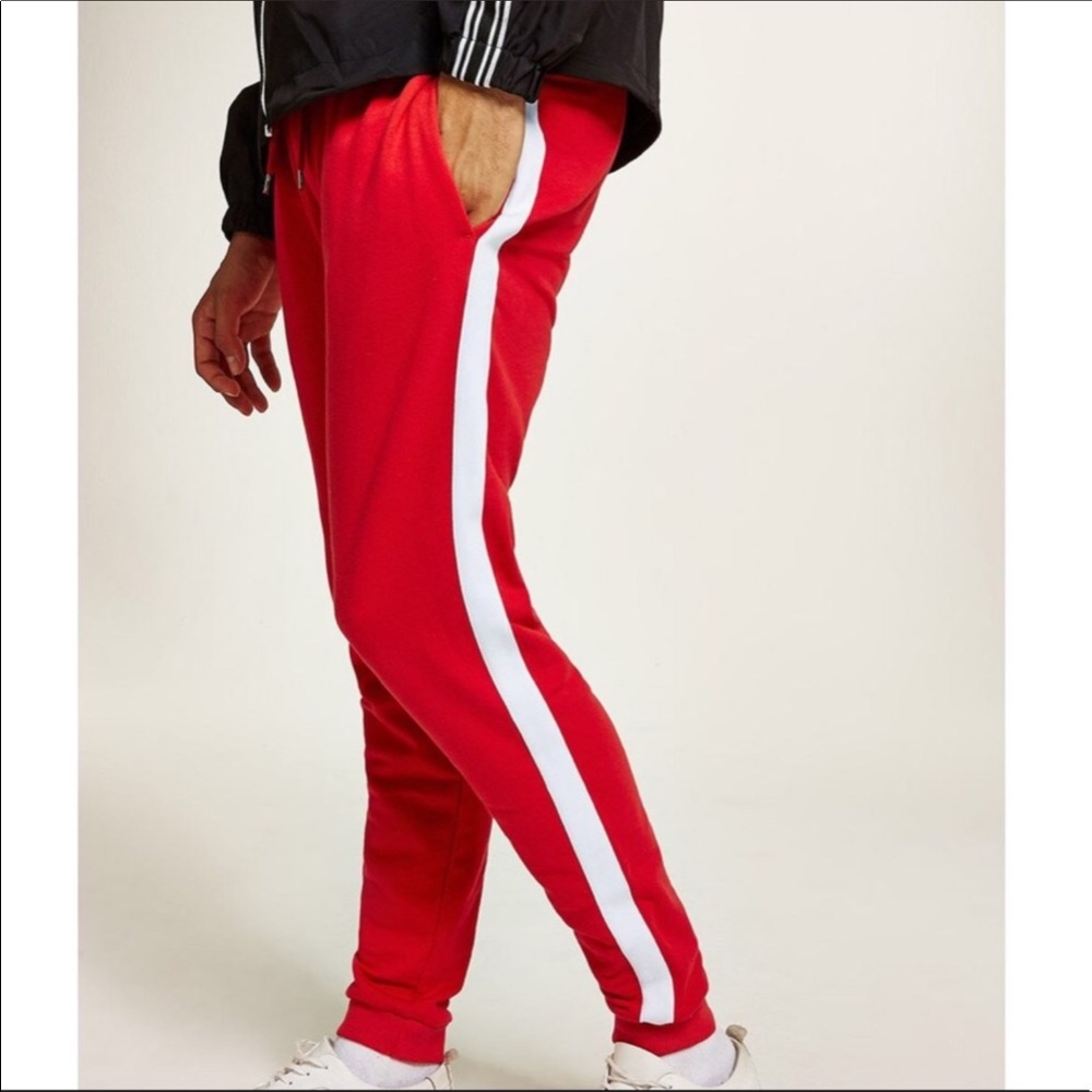 Topman Red Joggers Side Taping Skinny Sweatpants Size Small New